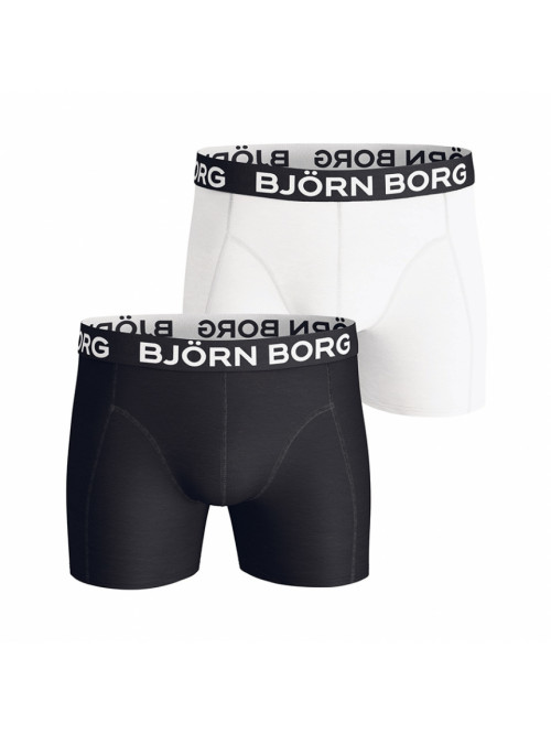 Pánske boxerky Björn Borg  2-pack Solid Cotton Stretch biele a čierne
