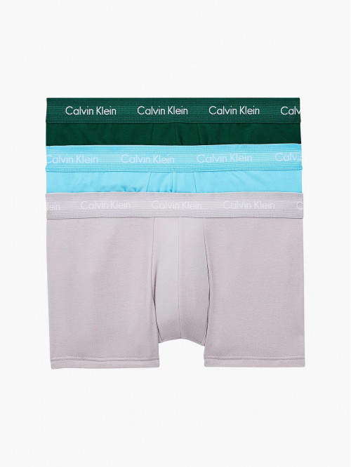 Pánske boxerky Calvin Klein Cotton Stretch Low Rise Trunk zelené, modré, sivé 3-pack