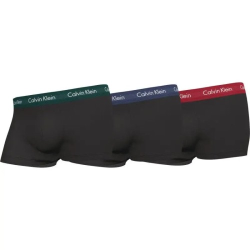Pánske boxerky Calvin Klein Cotton Stretch Low Rise Trunks 3-pack čierno - modré, zelené, červené Pánske boxerky Calvin Klein Cotton Stretch Low Rise Trunks 3-pack čierno - modré, zelené, červené