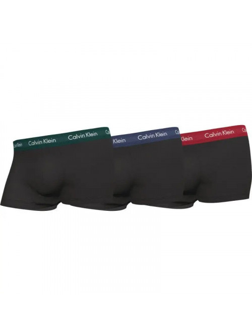 Pánske boxerky Calvin Klein Cotton Stretch Low Rise Trunks 3-pack čierno - modré, zelené, červené