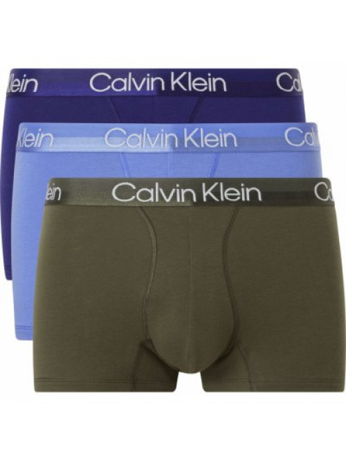 Pánske boxerky Calvin Klein Structure Cotton Trunk svetlomodré, zelené, tmavomodré 3-pack