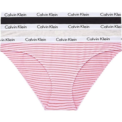 Dámske nohavičky Calvin Klein Carousel Bikini sivé, čierne, ružové s pásikmi 3-pack Dámske nohavičky Calvin Klein Carousel Bikini sivé, čierne, ružové s pásikmi 3-pack