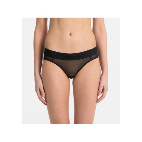 Dámske nohavičky Calvin Klein Bikini Tonal Logo Mesh čierne