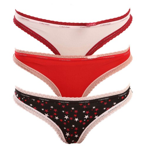 Dámske tangá Calvin Klein Bottoms up Refresh Thong čierne, biele, červené 3-pack