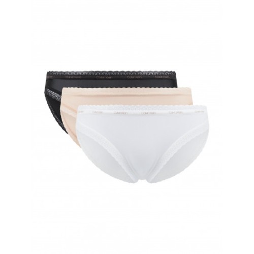 Dámske nohavičky Calvin Klein Bikini s čipkou čierne, biele, béžové 3-pack Dámske nohavičky Calvin Klein Bikini s čipkou čierne, biele, béžové 3-pack