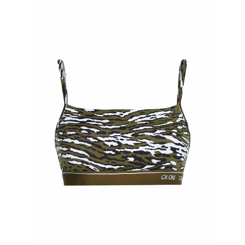 Dámska športová podprsenka Calvin Klein CK ONE Unlined Bra Disarming Animal Kaki maskáčová Dámska športová podprsenka Calvin Klein CK ONE Unlined Bra Disarming Animal Kaki maskáčová