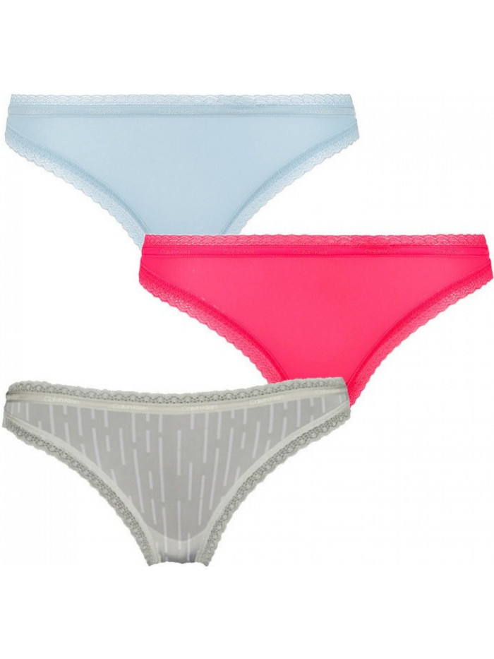 Dámske nohavičky Calvin Klein Bottoms up Refresh Bikini svetlomodré, svetlozelené, ružové 3-pack