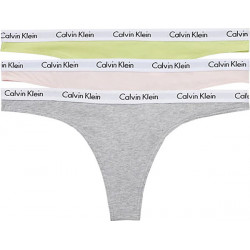 Dámske tangá Calvin Klein Carousel Thong sivé, žlté, ružové 3-pack 