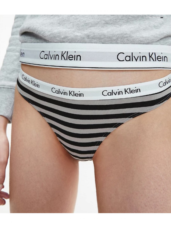 Dámske tangá Calvin Klein Carousel Thong  tmavoružové, sivé, pásikované 3-pack 