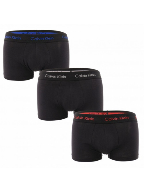 Pánske boxerky Calvin Klein Cotton Stretch Low Rise Trunk čierne s farebným nápisom 3-pack 