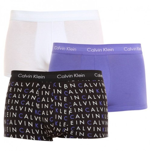 Pánske boxerky Calvin Klein Cotton Stretch Low Rise Trunk biele, levanduľové, čierne s písmenkami 3-pack Pánske boxerky Calvin Klein Cotton Stretch Low Rise Trunk biele, levanduľové, čierne s písmenkami 3-pack