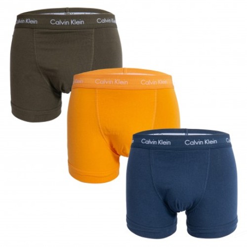 Pánske boxerky Calvin Klein Cotton Stretch Trunk tmavozelené, oranžové, modré 3-pack Pánske boxerky Calvin Klein Cotton Stretch Trunk tmavozelené, oranžové, modré 3-pack