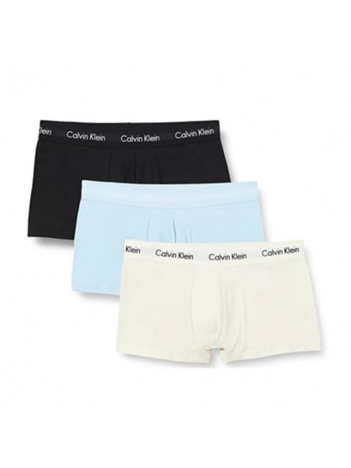 Pánske boxerky Calvin Klein Cotton Stretch Low Rise Trunk svetlomodré, biele, čierne 3-pack