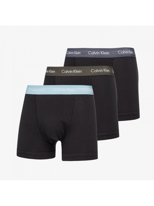 Pánske boxerky Calvin Klein Cotton Stretch Trunk čierno - sivé, zelené, tyrkysové 3-pack