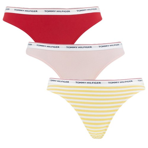 Dámske tangá Tommy Hilfiger Polka Dot Thongs 3-pack červené, ružové, žlté pásikavé Dámske tangá Tommy Hilfiger Polka Dot Thongs 3-pack červené, ružové, žlté pásikavé