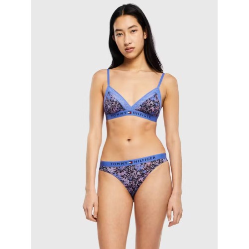 Dámska podprsenka Tommy Hilfiger Original Lace-Unlined Lace Triangle Print modrá Dámska podprsenka Tommy Hilfiger Original Lace-Unlined Lace Triangle Print modrá
