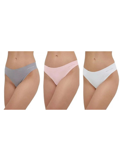 Dámske nohavičky Tommy Hilfiger brazilian bikini bezšvové 3-pack- ružové, sivé, biele