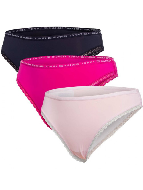 Dámske nohavičky Tommy Hilfiger Recycled Micro Lace Bikini svetloružové, tmavoružové, čierne 3-pack 