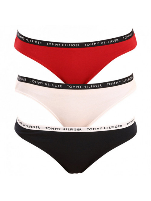 Dámske nohavičky Tommy Hilfiger Recycled Essentials Bikini červené, biele, čierne 3-pack 
