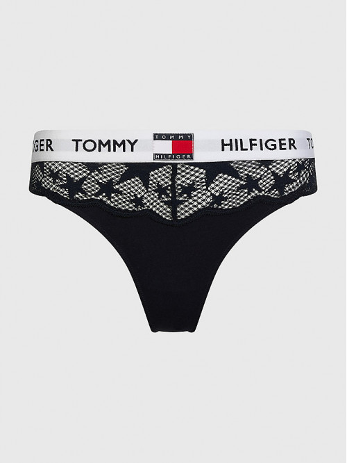 Dámske tangá Tommy Hilfiger 85 Star Lace-Thong Navy