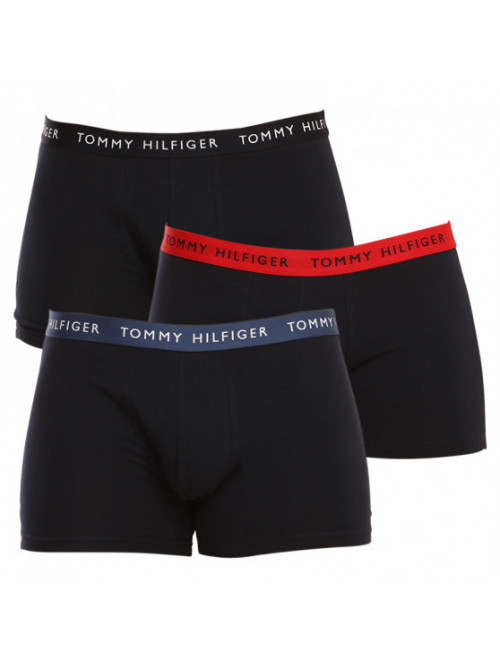 Pánske boxerky Tommy Hilfiger Recycled Essentials Trunk 3-pack tmavomodré s farebnými pásmi