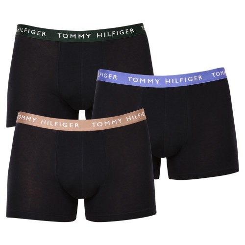 Pánske boxerky Tommy Hilfiger Recycled Essentials Trunk WB čierne s farebnými pásmi 3-pack