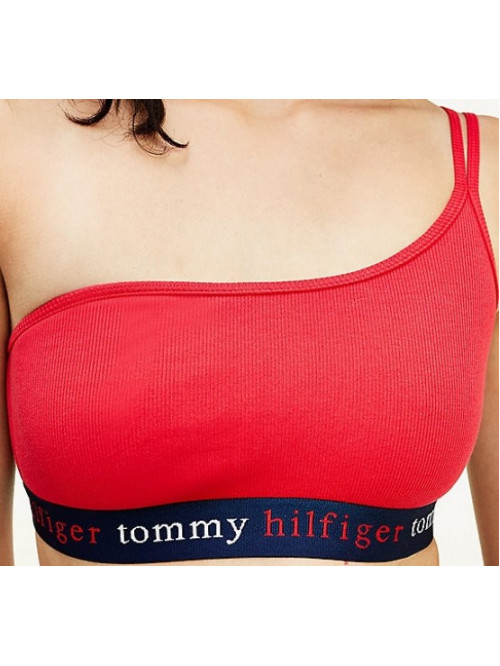 Dámska podprsenka Tommy Hilfiger Asymetric Bralette Stretch Organic Cotton červená