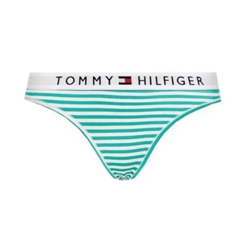 Dámske tangá Tommy Hilfiger Stripe Stretch Organic Cotton zelené prúžky