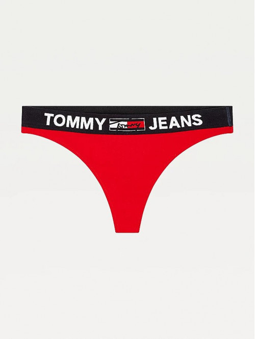 Dámske tangá Tommy Hilfiger Contrast Waistband Logo Thong červené