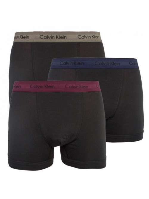 Pánske boxerky Calvin Klein Cotton Stretch Trunk čierne s farebnými pásmi 3-pack