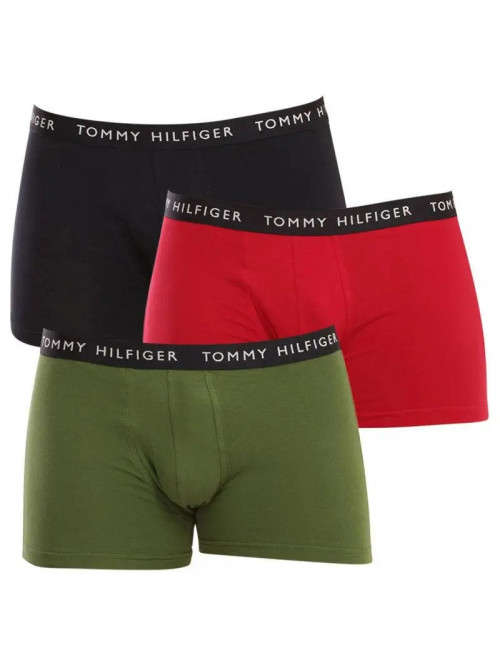 Pánske boxerky Tommy Hilfiger Recycled Essentials Trunk čierne, zelené, červené 3-pack