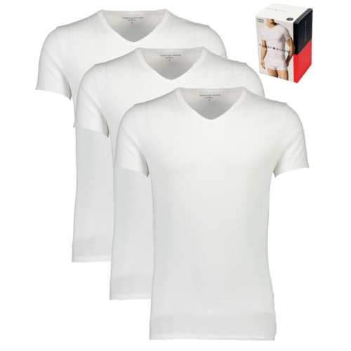 Pánske tričká Tommy Hilfiger V-Neck Tee SS biele 3-pack