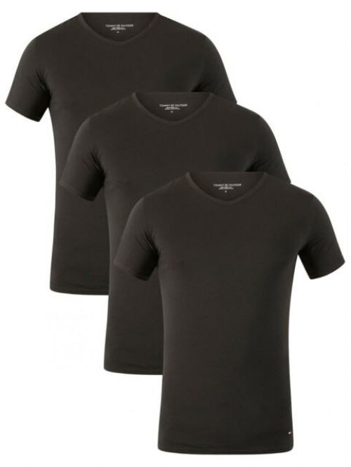Pánske tričká Tommy Hilfiger V-Neck Tee SS čierne 3-pack