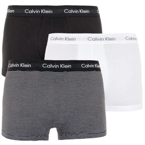 Pánske boxerky Calvin Klein Low Rise čierne, biele, pruhované 3-pack Pánske boxerky Calvin Klein Low Rise čierne, biele, pruhované 3-pack