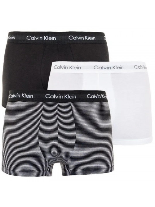 Pánske boxerky Calvin Klein Low Rise čierne, biele, pruhované 3-pack