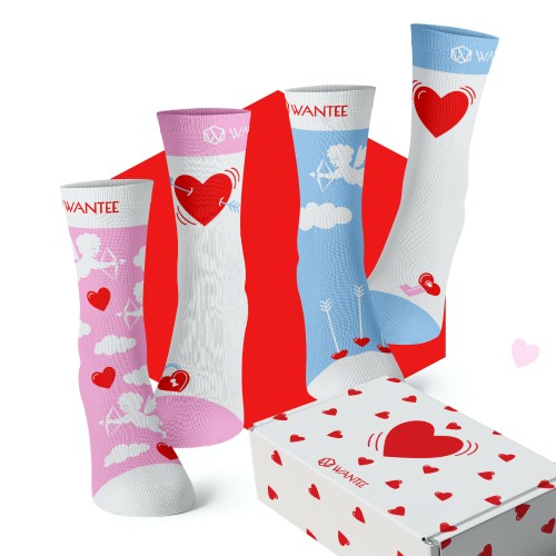 Valentínsky darček zamilované ponožky pre pár Wantee Valentínsky darček zamilované ponožky pre pár Wantee