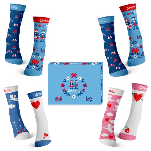 Valentínska krabička Ponožky pre pár 4-pack Valentínska krabička Ponožky pre pár 4-pack