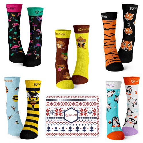 Ponožky Divoké Zvieratá Wantee 5-pack darčekový box Ponožky Divoké Zvieratá Wantee 5-pack darčekový box