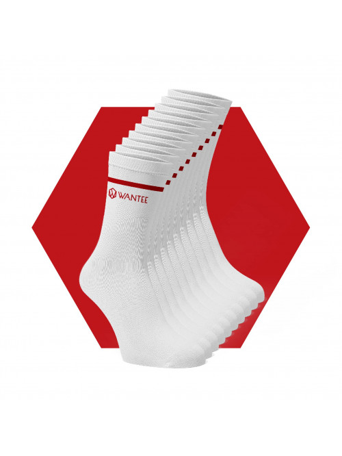 Ponožky Basic White and Red Wantee 10-pack