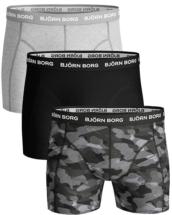 Pánske boxerky Björn Borg Shadeline Essential 3-pack-sivé, sivé army, čierne