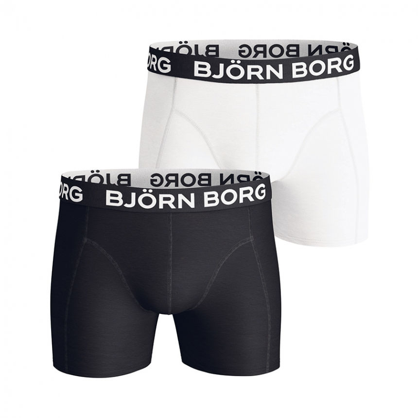 Pánske boxerky Björn Borg 2-pack Solid Cotton Stretch biele a čierne