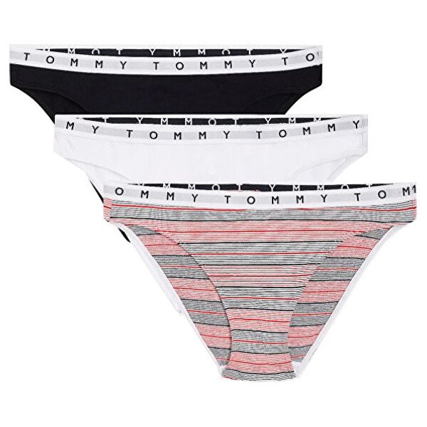 Dámske nohavičky Tommy Hilfiger Print Bikini 3-pack viacfarebné - ružové, čierne, biele