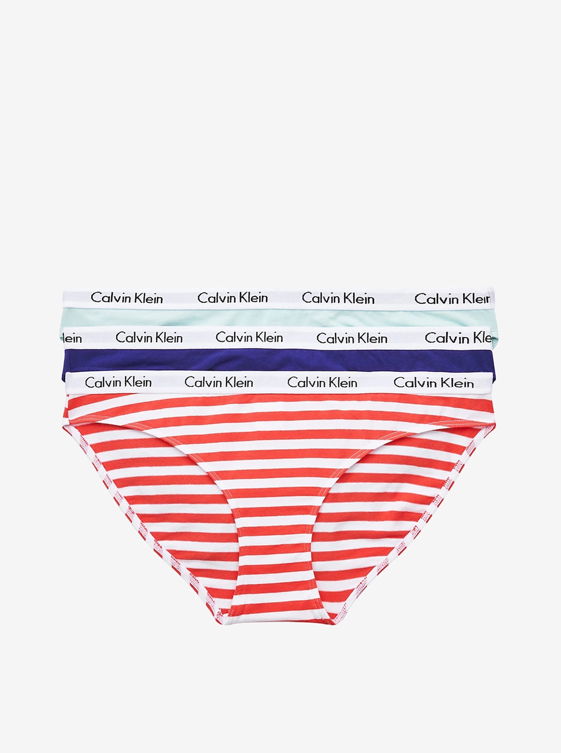 Dámske nohavičky Calvin Klein Carousel Bikini modré, mätové, pásikované 3-pack