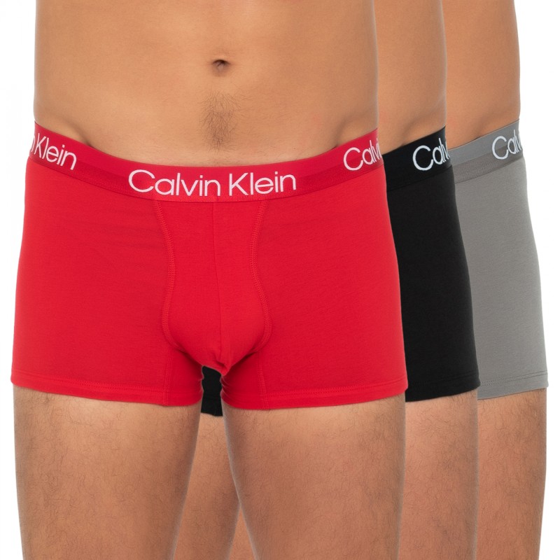 Pánske boxerky Calvin Klein Modern Structure CTN-Trunk červené, čierne, sivé 3-pack