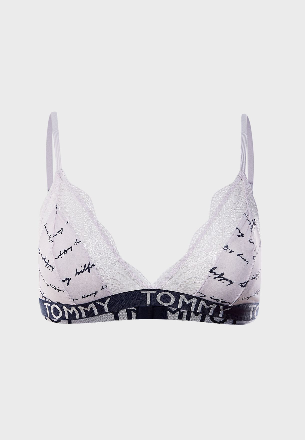 Dámska podprsenka Tommy Hilfiger Print Stretch Lace Triangle Bra Logo svetlo ružová